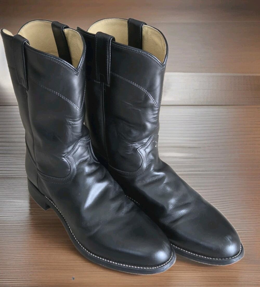 Justin Boots Men’s US 10.5 D Black Patent Leather Western Cowboy Boots